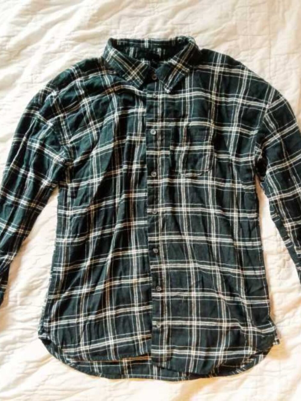 Black and White Plaid Flannel Button Up Shirt Girls XXl
